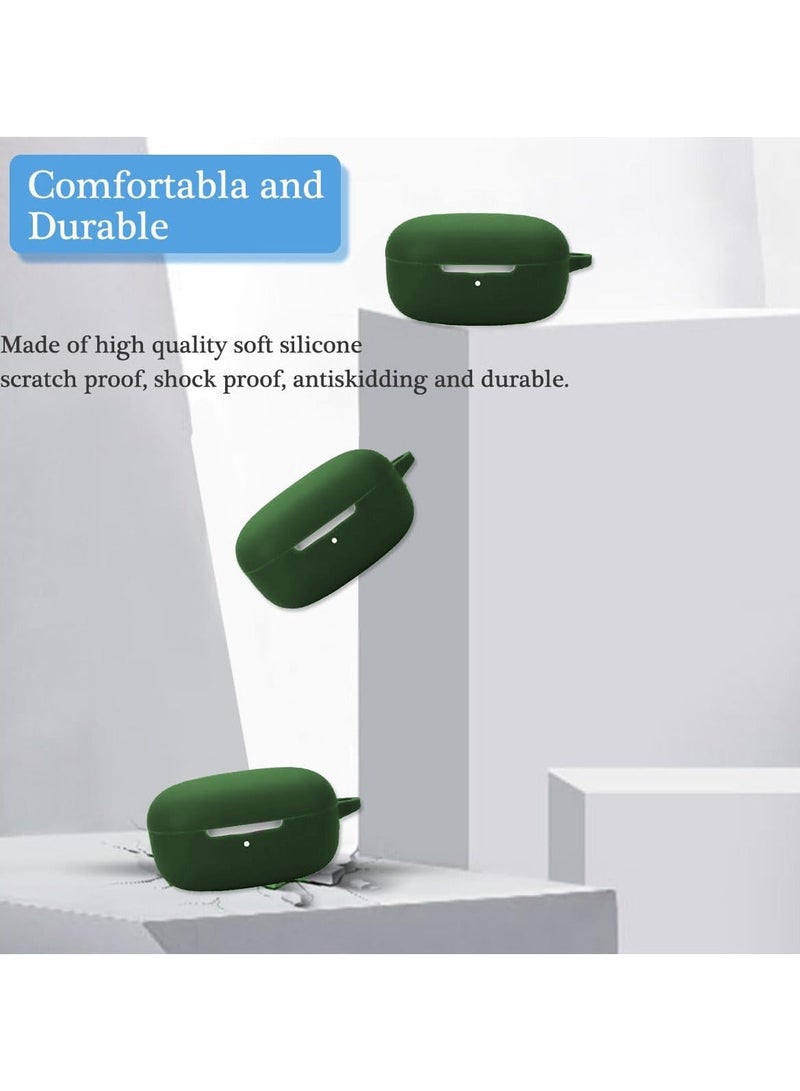 QIRG Silicone Case for Redmi Buds 6 Play with Carabiner&Cleaning tool, Soft and Flexible, Ultra-Thin Shockproof Cover Slim-Fit Anti-Fall Earphone Case-Green - Image 2